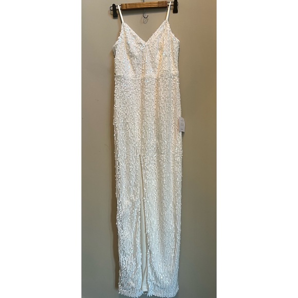 White Sequin Sleeveless Maxi Dress | wedding bachelorette - Picture 2 of 6